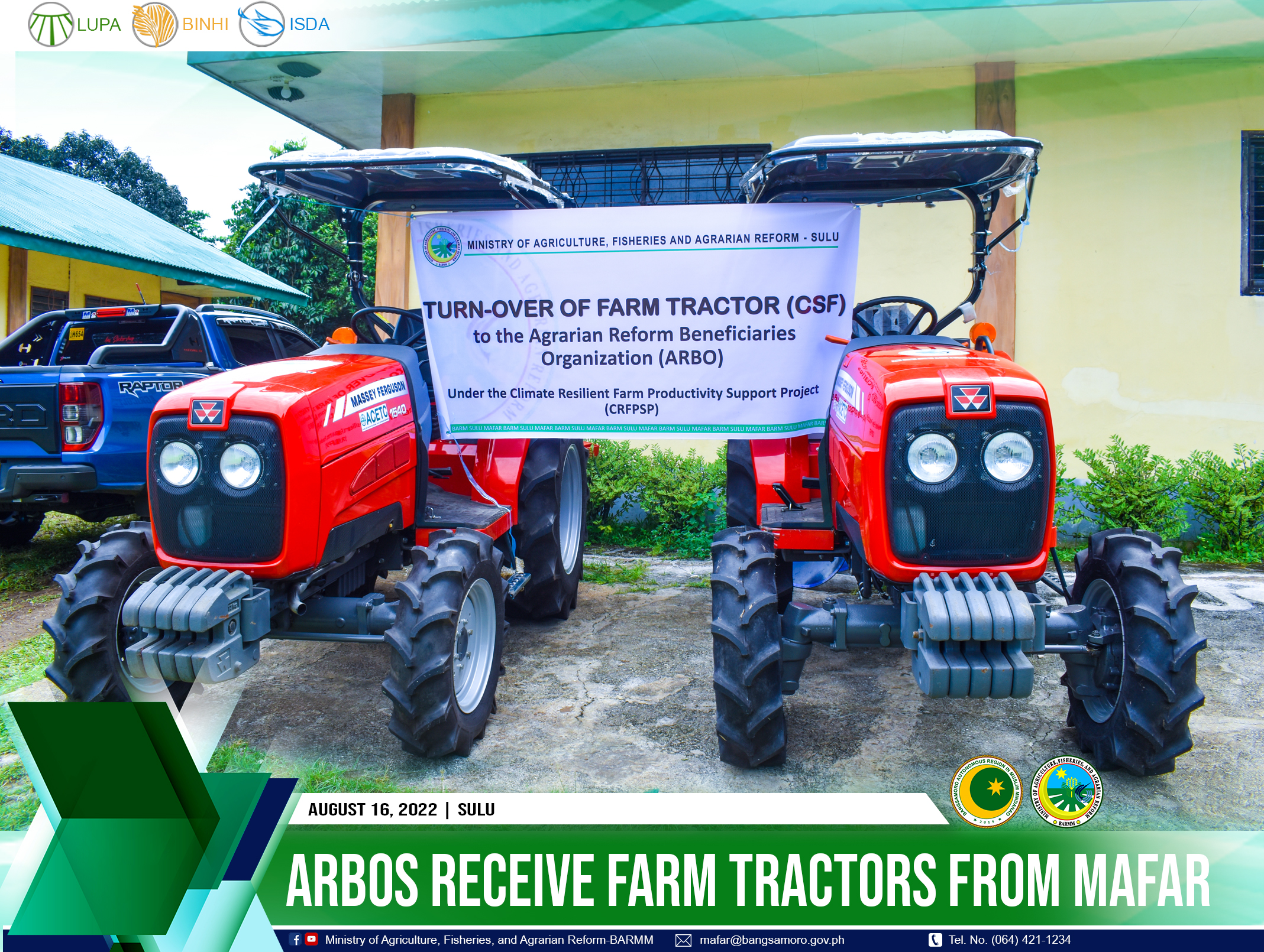 ARBOs receive farm tractors from MAFAR